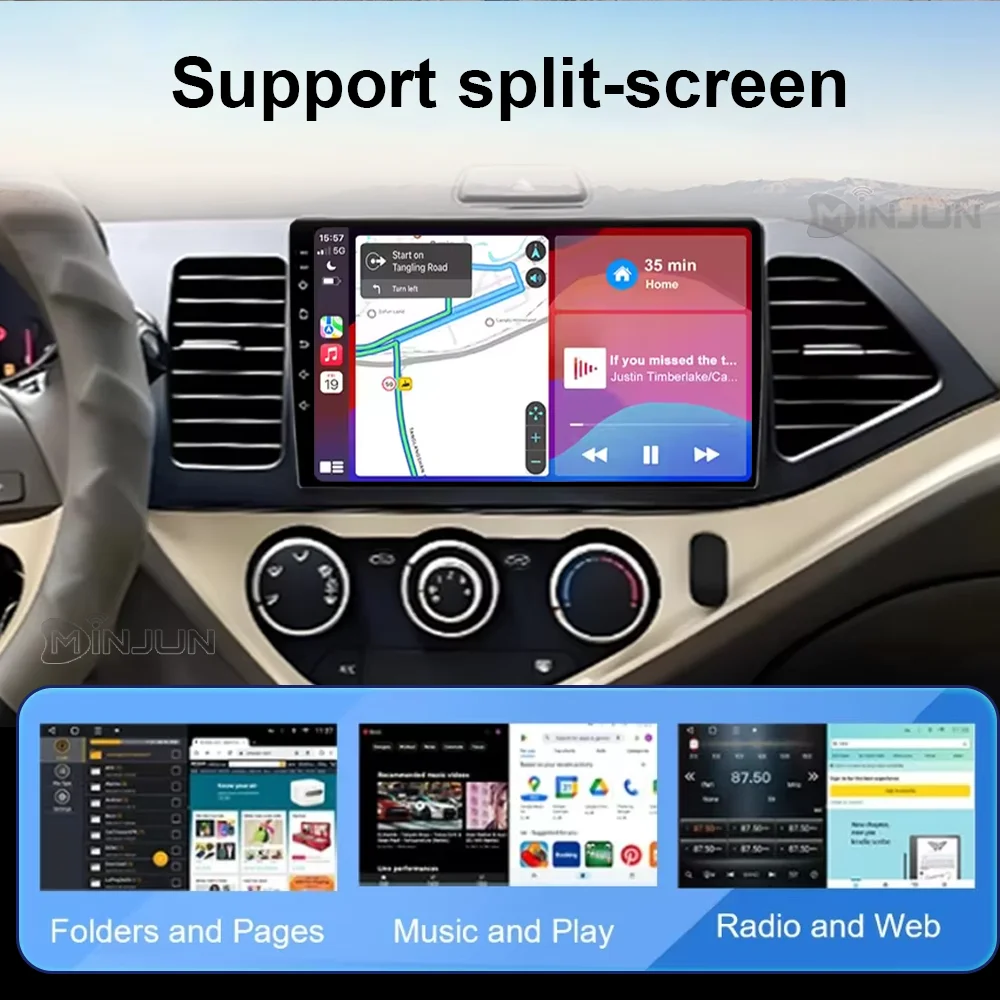 Android 16 Car Radio For Kia Morning 2 picanto 2011 - 2017 Multimedia Navigation Player GPS Stereo DVD Bluetooth 4G WiFi 2din