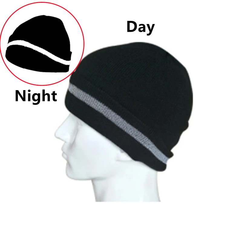 Unisex Reflective Stripe Knitted Hats Beanies Luminous Outdoor Cycling Ski Warm Caps Women Men Autumn Winter Hats Casual Bonnet