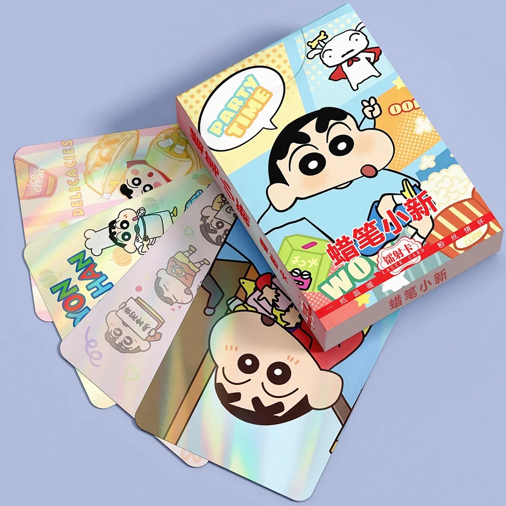 50/55Pcs Kawaii Crayon Shin-chan Anime Cards Box Cartoon Crayon Shinchan Collection Cards Toys Christmas Kids Boys Girls Gifts