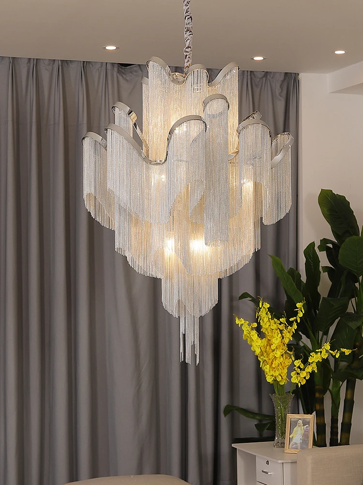 

Modern Light Luxury Creative Personality Tassel Living Room Chandelier Dining Room Bedroom Lamps