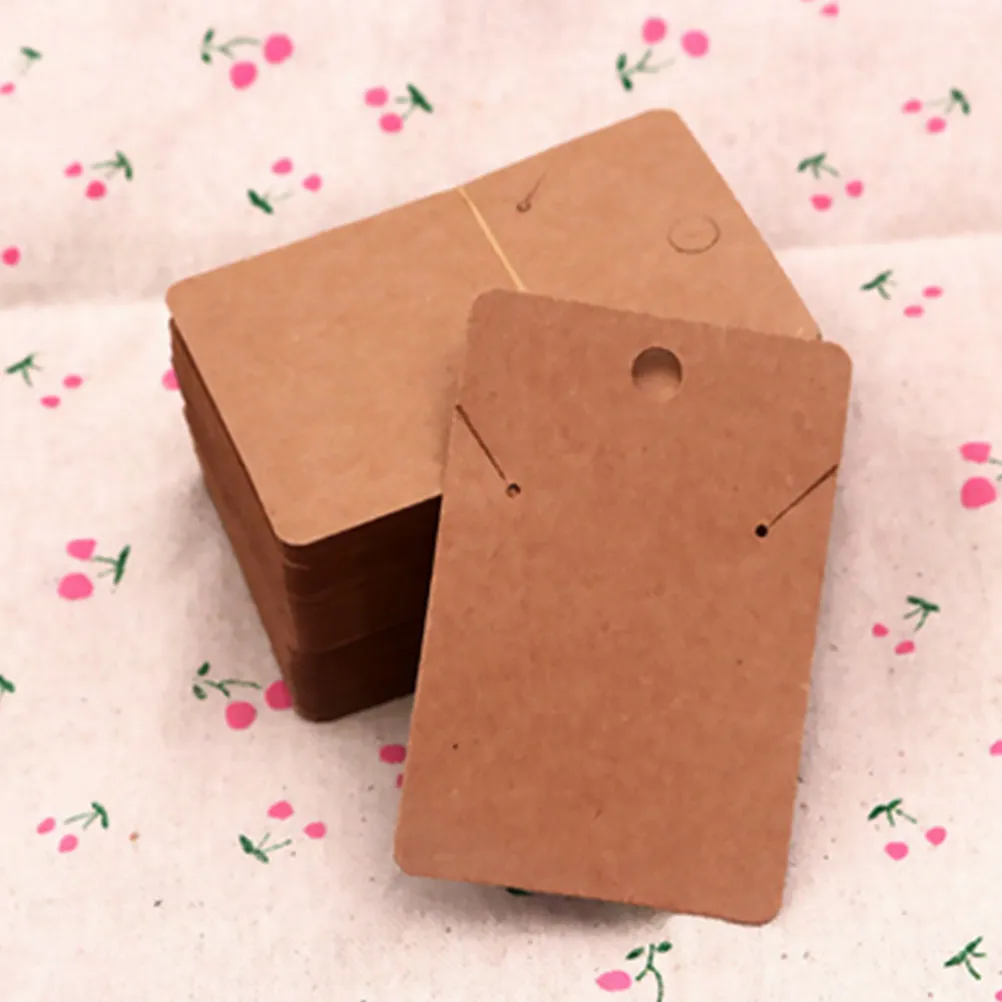 20Pcs 6x9cm Matte Brown Kraft Earring Display Cards Vintage Style Jewelry Packaging Cards for Earrings Necklaces DIY Craft