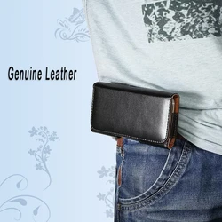 Genuine Leather Belt Clip Phone Case Men Waist Bag For Samsung Galaxy S24 S23 Ultra S22 S21 FE S10 Note 20 10 Plus Holster Pouch