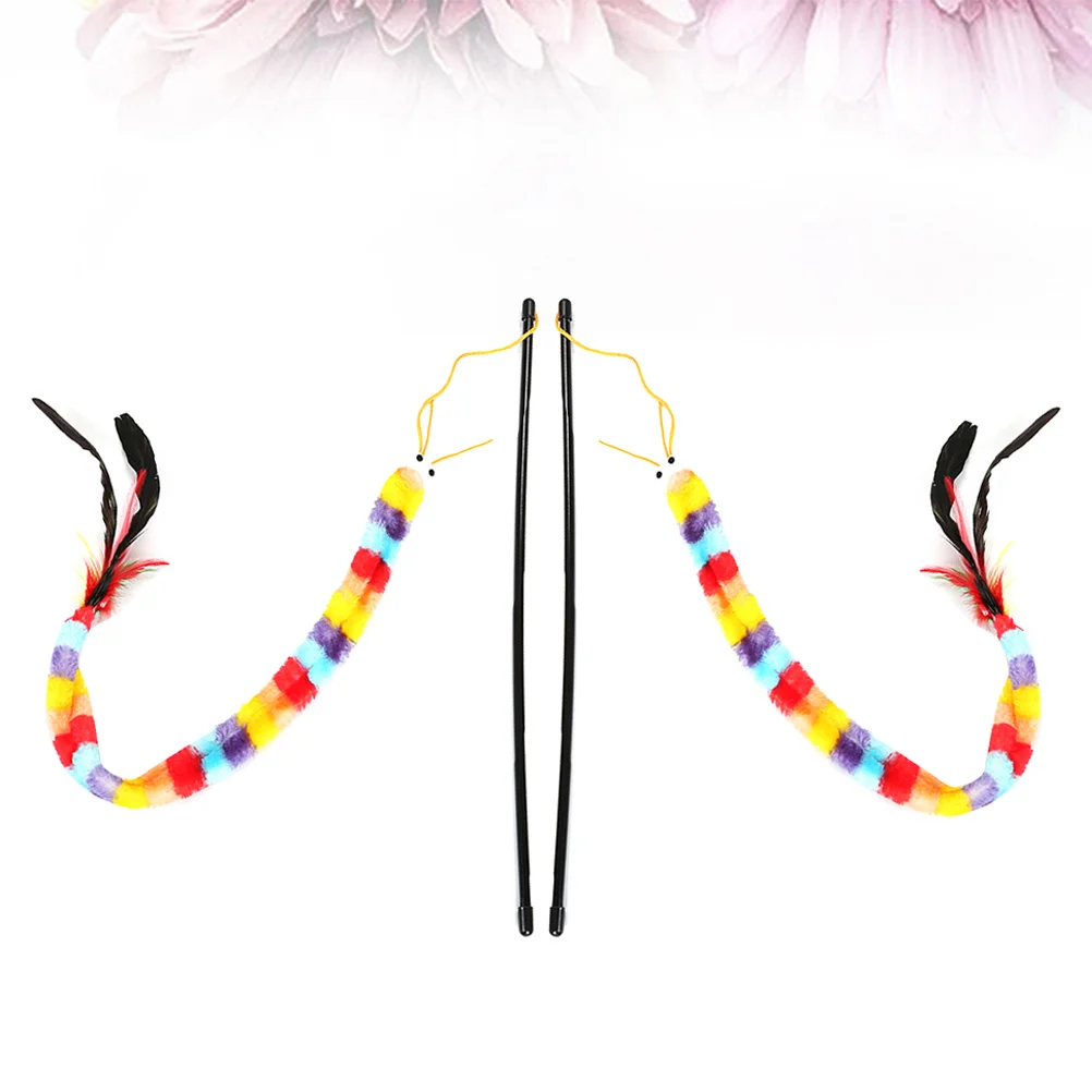 

2Pcs Colorful Palmerworm Cat Teaser Interactive Wand Kitten Training Fun Exercise Tool for Active Cats