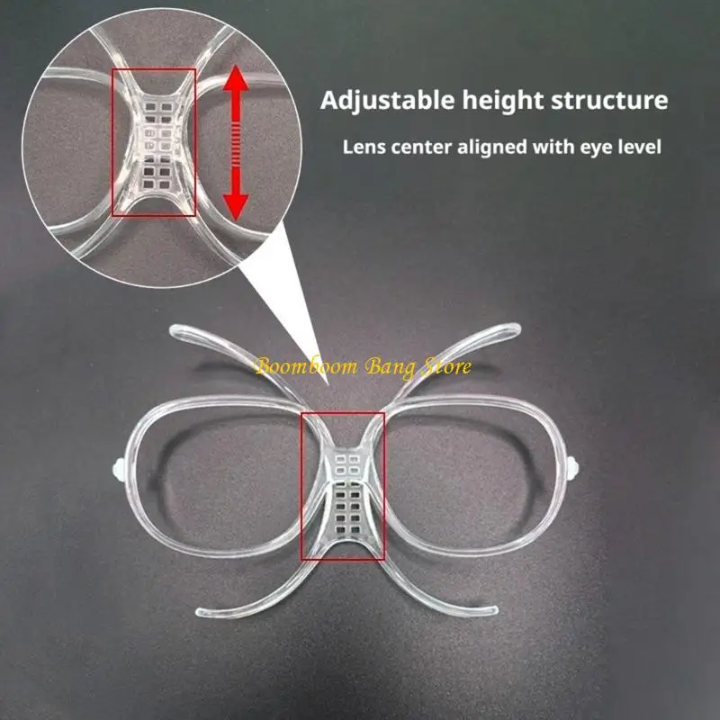 270C Clear Inner Frame Myopia Adapter Component for Ski Glasses, with Paired Openings and Center Bridge for Replacement