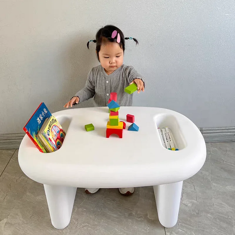 

Nordic Home Writing Table Children's Study Table Kindergarten Baby Stackab-le Plastic Bookshelf Table Dropshipping