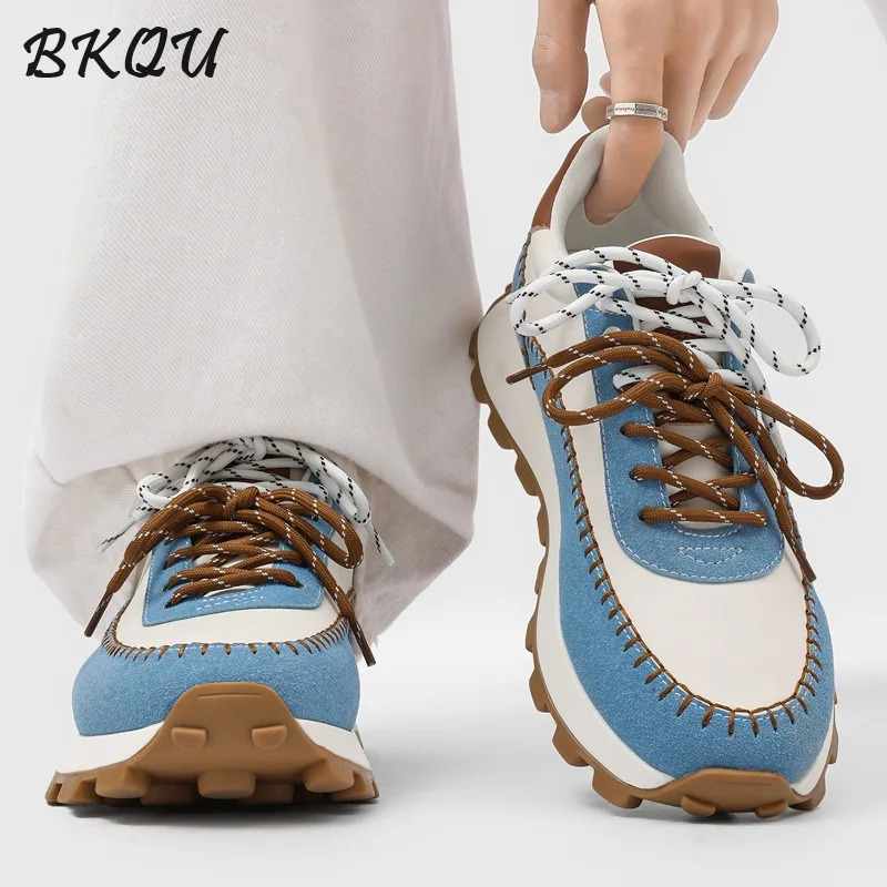 

BKQU 2026 Spring New Best-selling Men's Shoes Casual Sneakers Versatile Sports Training Shoes Colorful Sewing Line Design
