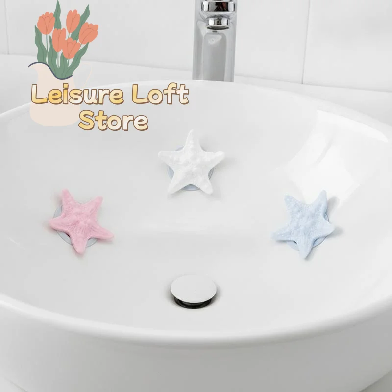 Bathtub Odor Seal Drain Plug 2Pcs Starfish-Shape Airtight Anti-Leak Stopper for Shower Basin Sink