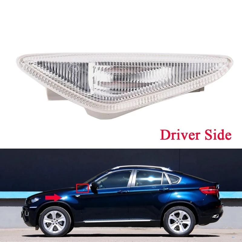 

1 Pair For-BMW X3 X5 X6 E70 E71 2008-2014 F25 Fender Side Marker Turn Signal Light Lamp 63137171007 63137171008-T61C