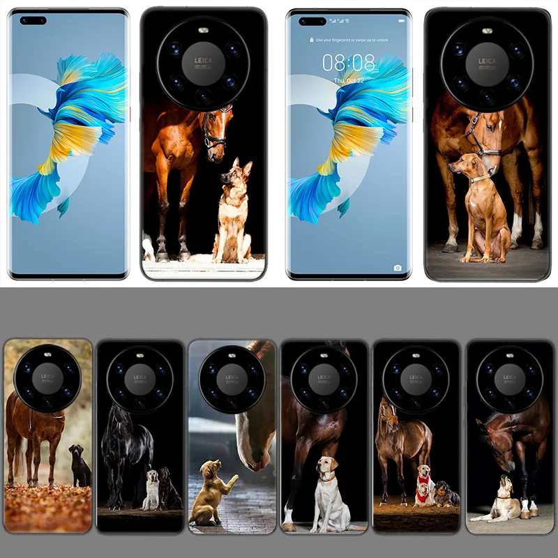 Domineering Cool Horses And Dogs Coque Case For Huawei Phone P40 P30 Lite P50 P20 P10 Mate 40 30 20 10 Pro TPU Cover Transparent