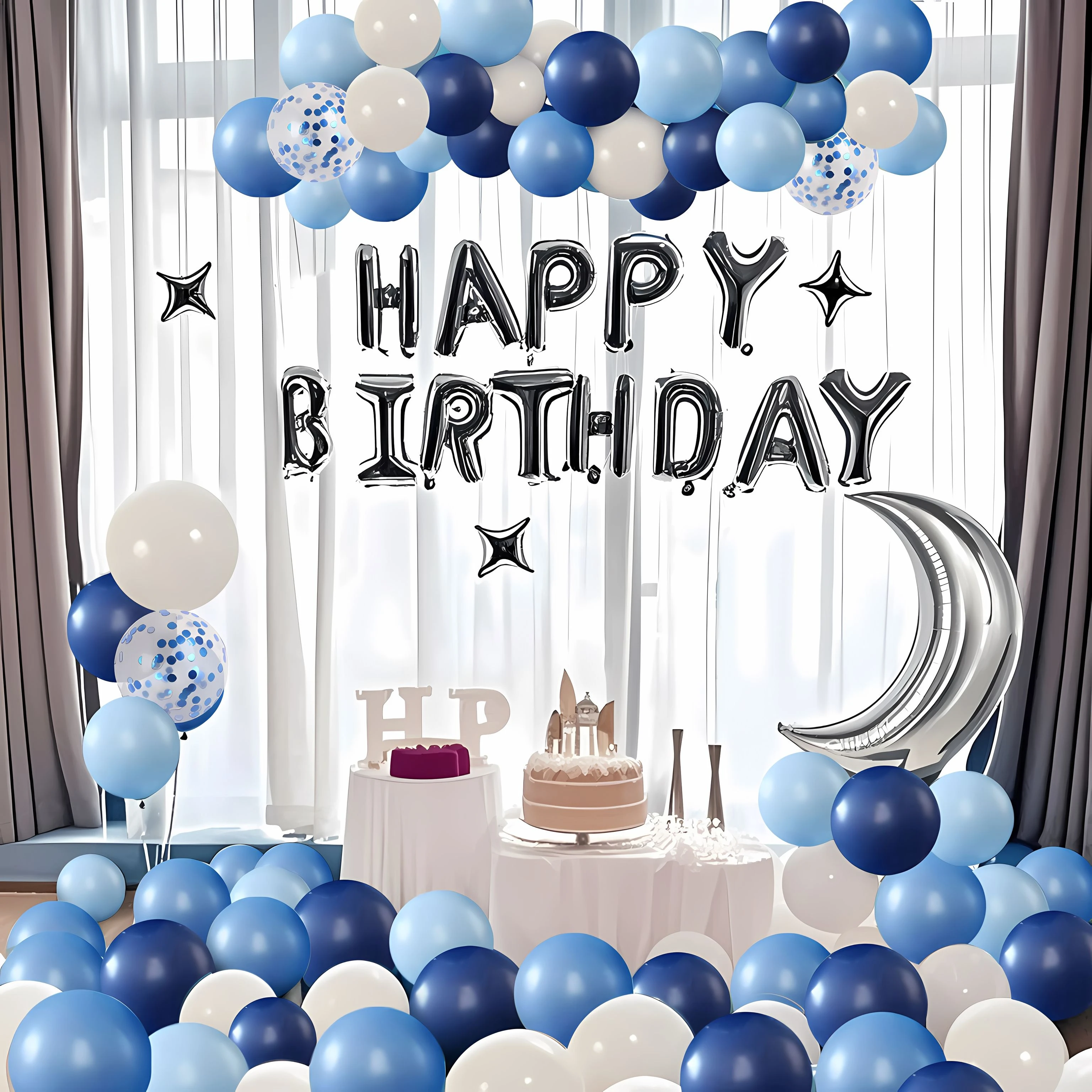 58 PCS Blue and White Themed Balloon Set - Perfect Decor for Birthdays, Festivals, Parties - Suitable for Boys, Girls