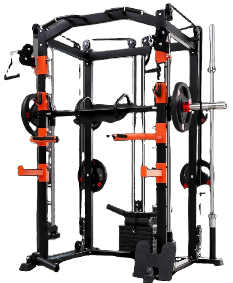 

Smith machine comprehensive training squat rack home commercial gym trainer weightlifting barbell bench press gantry