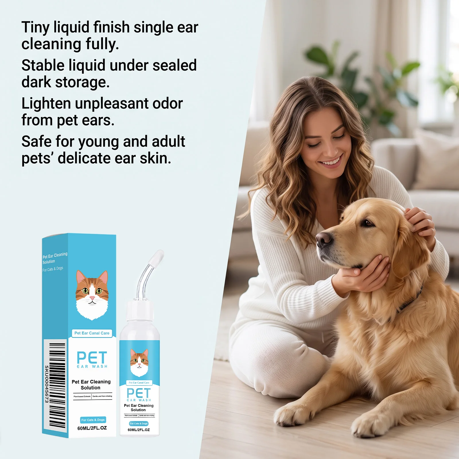 Pet Ear Cleaner Natural Botanical Extracts Deep Cleaning Soften Earwax Deodorizing Gentle For Cats Dogs Pet Ear Canal Care Agent
