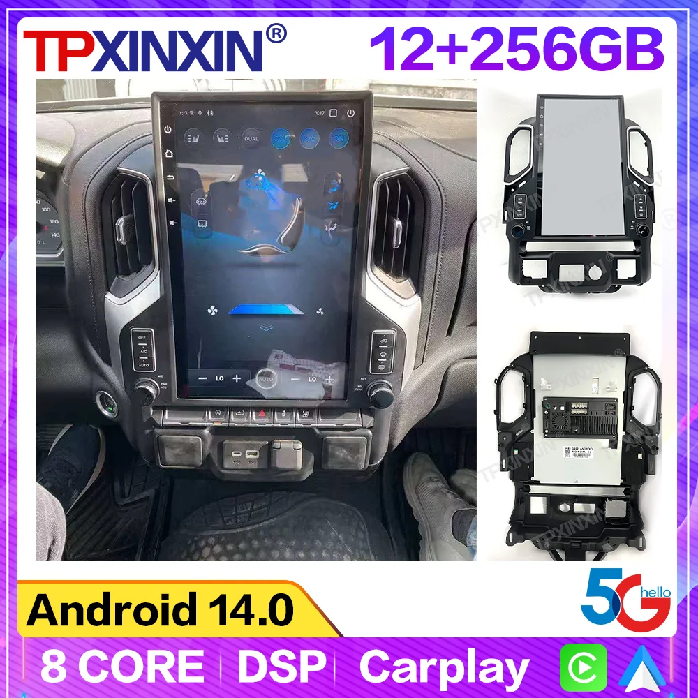 Car Auto Radio Android 13 Stereo For Chevrolet Silverado 2019-2021 GMC Sierra 1500 2500 3500 GPS Navi Tape Recorder 17