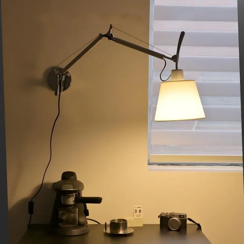 Nordic Modern Wall Lamp Medieval Style Telescopic Reading Light for Living Room Bedroom Study Bedside Decor Rocker Arm