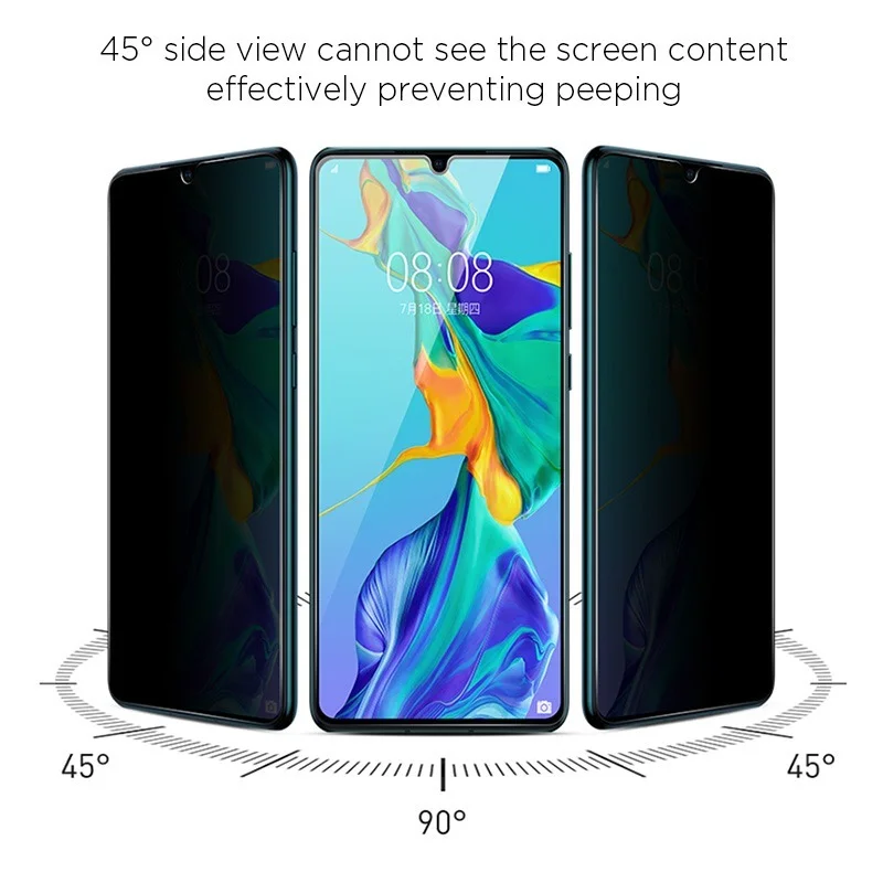 Full Cover Tempered Glass for Huawei Y9S Y7P Y8P Private Glass for Huawei Nova 5T P Smart 2019 S Z Anti-Spy Screen Protector