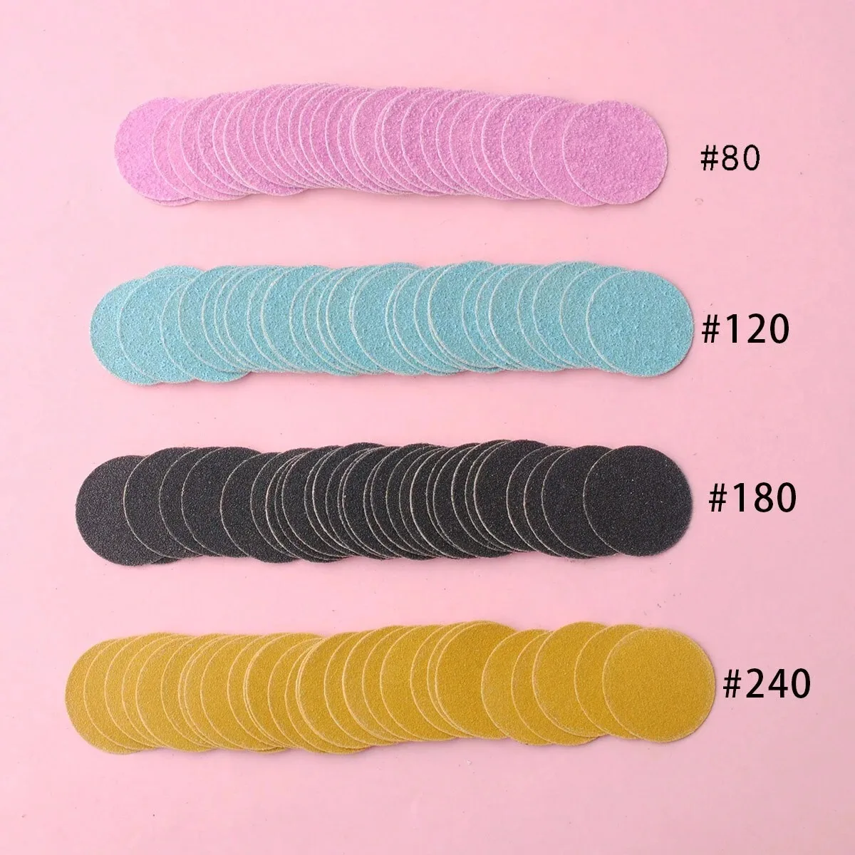 120pcs/Box 4Grits 25mm Foot Cuticle Calluses Removal Replaceable Sanding Paper With 1pc Pedicure Disk Pads Kits #80/#120/#180/#2