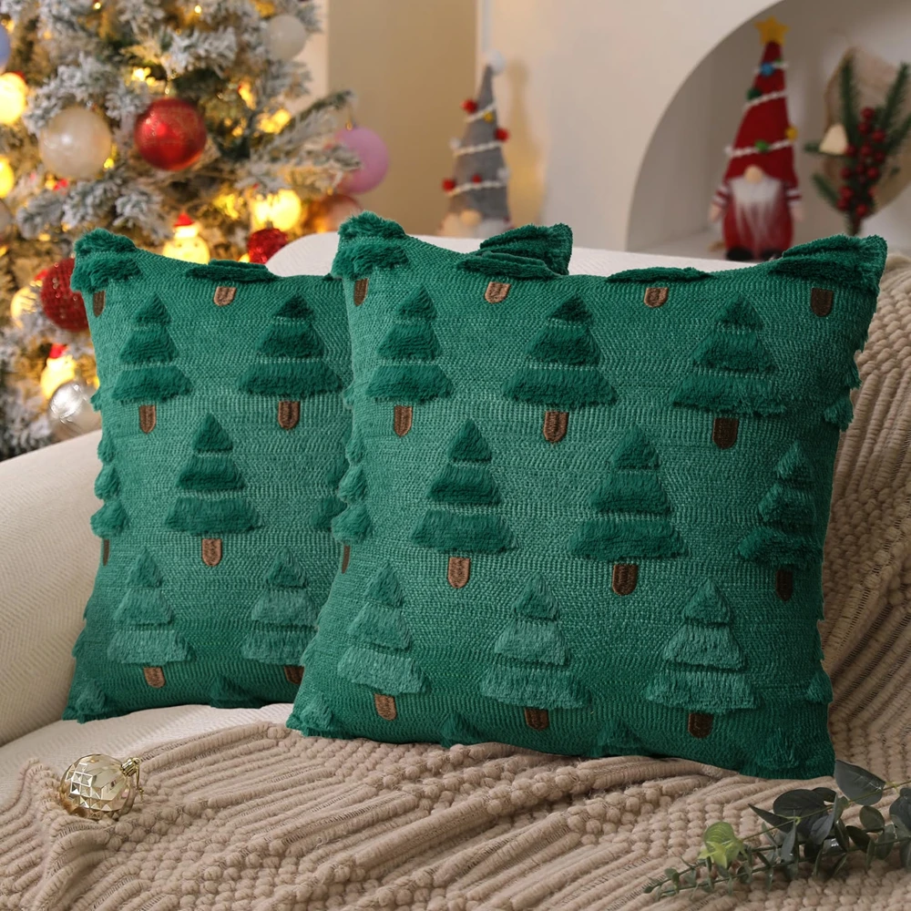 

Christmas Tree Decorative Throw Pillow Covers Soft Plush Pillow Cases for Couch Sofa Bed Room Pillowcase Home Decor 45x45cm