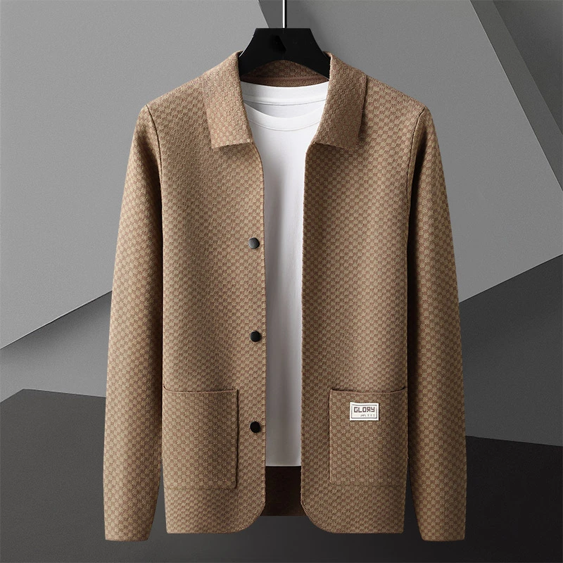 

Men's Knitted Cardigan Jaet Casual Collar Spring Autumn New Sle Korean Version Wear Resistant Long Sve Polyester Fiber
