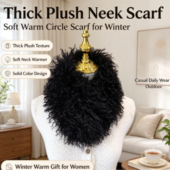 Winter Warm Faux Fur Collar Scarf for Women Double Sided Magnetic Neck Warmer Soft Fluffy Windproof Neck Cover for Home Office