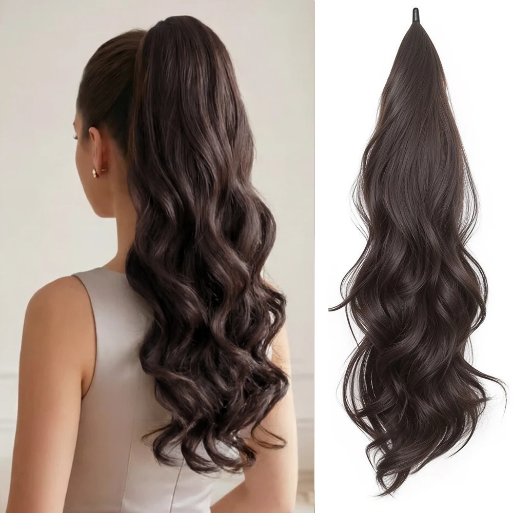 26 Inch Synthetic Natural Wave, Flexible and Entanglable Ponytail Wig, Suitable for Women's Daily, Party and Holiday Wear