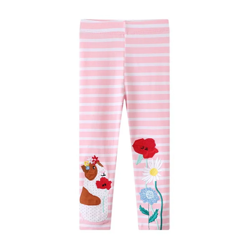 Zeebread-pantalones pitillo con bordado de animales para niñas, Leggings de longitud completa con apliques de ratón a rayas, novedad, superventas