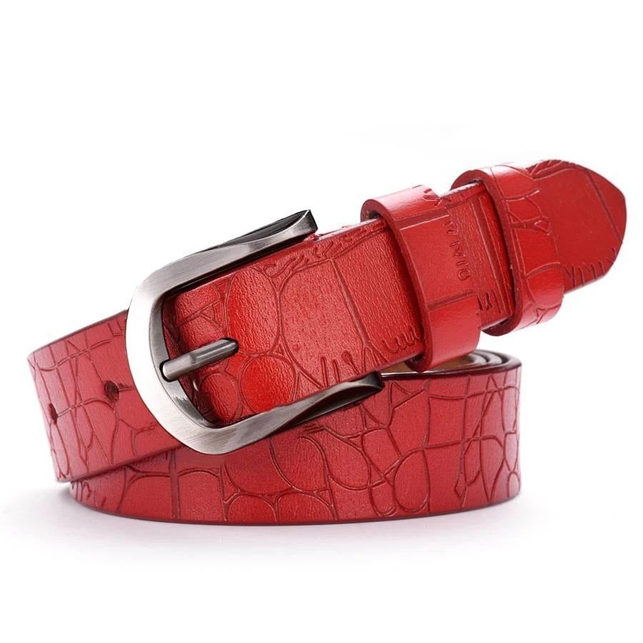 All-match Belt Lady Stone Grain Belts Leather Belt for Women Waistband Pin Buckle Female Strap Length:95-110cm