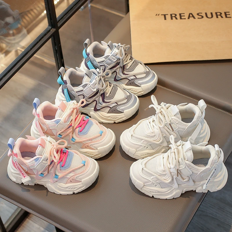 Little Girls Platform Casual Sneakers 2026 New Autumn Toddler Barefoot Sneakers Soft Sole Comfort Versatile School Daily Wear