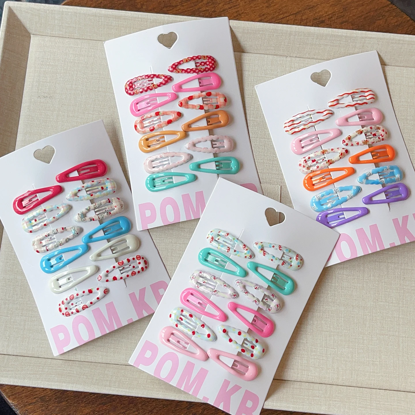 12 Stück/Set Koreanischer Stil Süße Bonbonfarben Kinder-Haarspangen Niedliche Blumenmuster Rutschfeste Haarklammern Kleinkind Mädchen Accessoires – Detail 1
