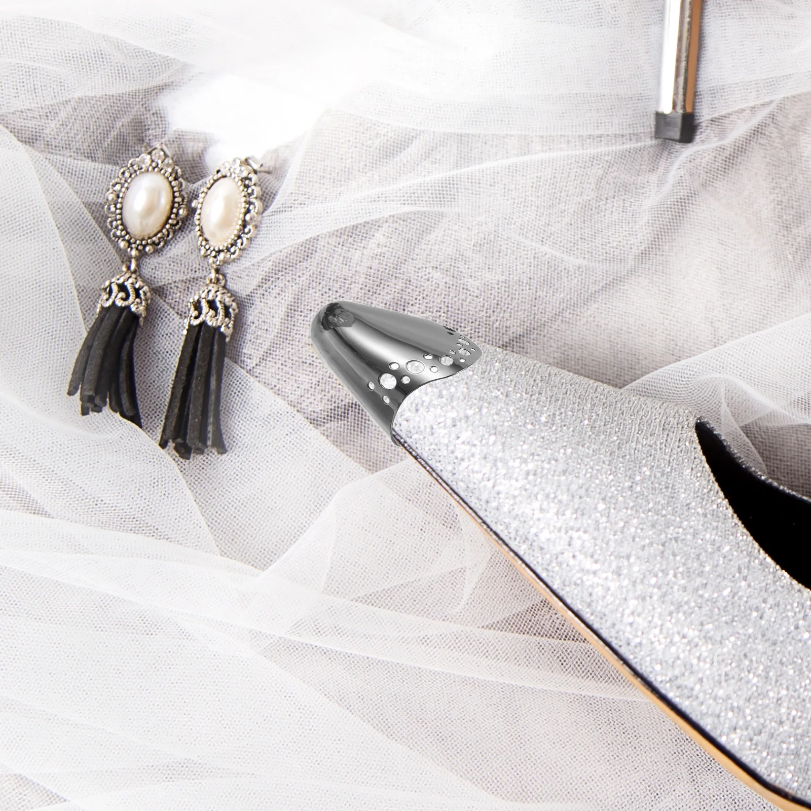 

3 Pairs Heel Metal Cap Cover For Dress Shoes Toe Protectors Durable Tip Cover Repair Accessories Shoe Head Protection