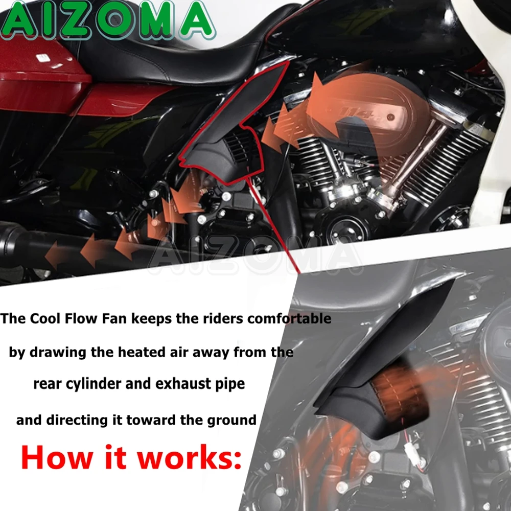 Motorcycle Radiator Cool Flow Fan For Harley Touring CVO Ultra Limited Tri Glide Road Glide Electra Glide CoolFlow Fan Kit 17-23