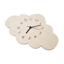 Mute Wooden Wall Clock Cloud Shape Nordic Bedroom Kids Room Home Decoration