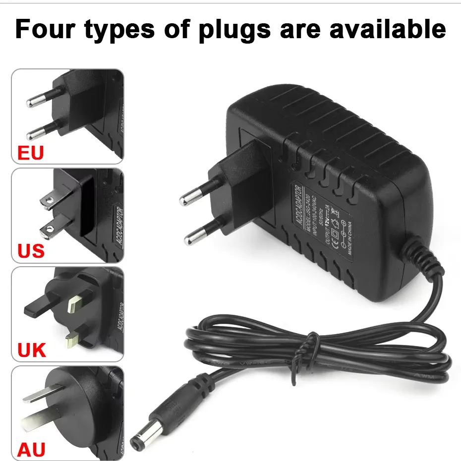 DC12V Universal Power Supply Adapter AC110-240V 1A/2A/3A/5A/6A/10A with EU/US/AU/UK Plugs for LED Strip Light Converter