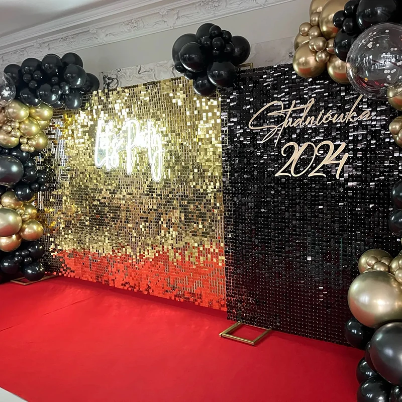 

Black Shimmer Wall Backdrop 18PCS Black Sequins Backdrop Decoration Panels, Photo Backdrops for Birthday Anniversary Decoration