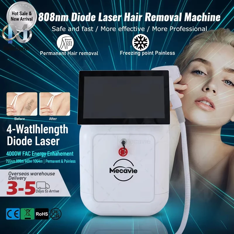 

2026 New 4000W 4-Wave Laser Hair Removal - 808/755/940/1064nm Diode Cooling System Painless Permanent Hair Remover for All Skin