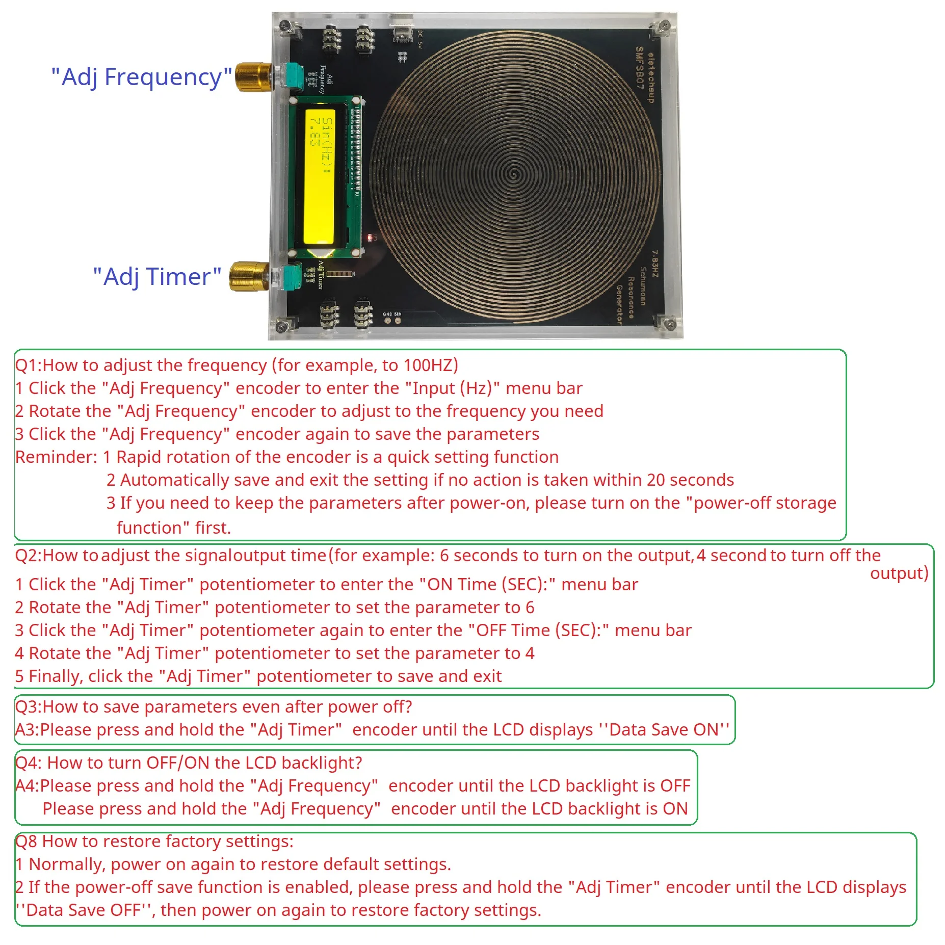 

4CH High Power 7.83Hz Schumann Wave Generator 0.01Hz~100000Hz Pure Sine FM Signal Audio Resonator Sine Pulse Wave Generator