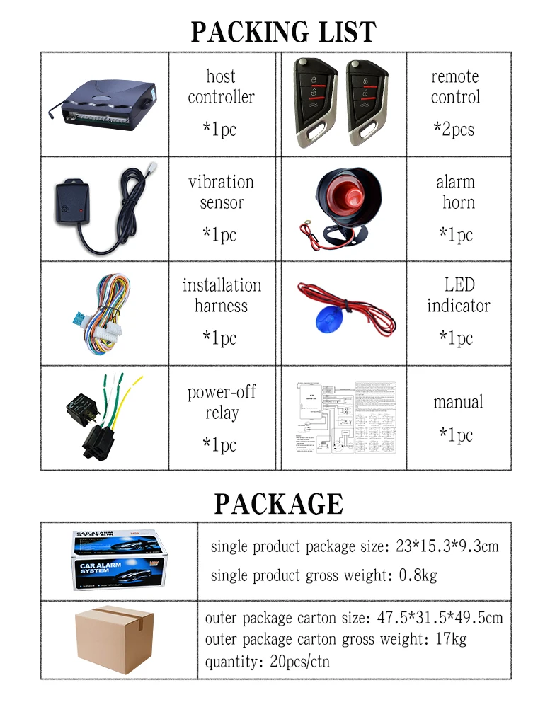 hot sale Car Burglar Alarm System with Remote Starter Anti Hijack Switch Car Immobilizer Alarm