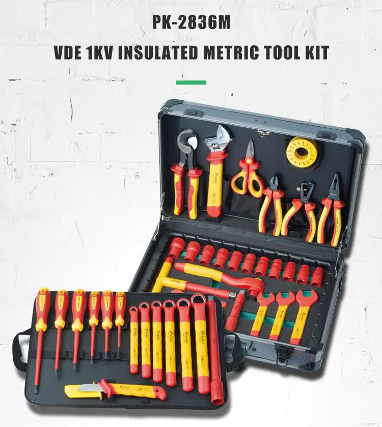 Electrician Tool Set - 41 Pieces 1000V High Voltage Insulation Electrical Facility Maintenance Tools GS VDE IEC