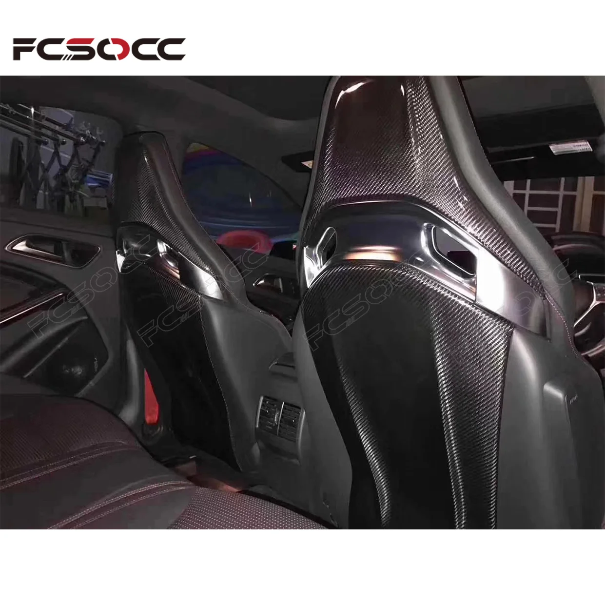 Dry Carbon Fiber Seat Back Cover For Mercedes For Benz A45 CLA45 GLA45 C63 AMG Seat Back Cover Car Accessories Interior Parts