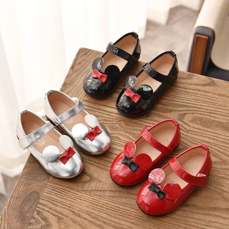 Baby Girl Shoes Soft PU Patent Leather Flats For Girls Kids Little Children Casual Flats Size 21-30 Shoes Cute Sweet Princess