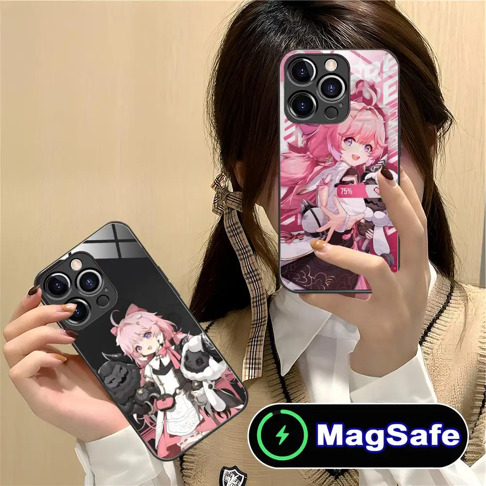 

Wuthering Waves Encore Phone Case for iPhone 16 15 14 13 12 11 Pro Max Plus Mini MagSafe Glass Colour Protective Luxury Cover