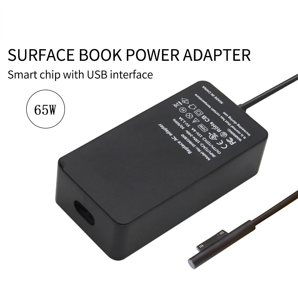 Imagem -04 - Adaptador de Energia para Microsoft Surface Book 1706 Carregador Carregamento Rápido Qualidade Original 15v 4a 65w 5v 2.4a Microsoft Surface Book Pro3 7