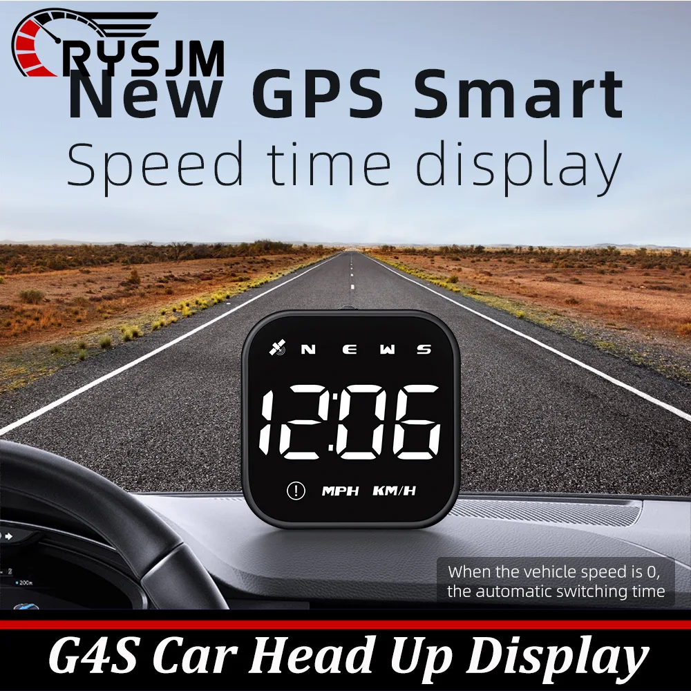 SS White/Green Backlight Car Head Up Display G4S For HUD GPS Speedometer MPH Overspeed Alarm Multifunctional Speedometer Compass