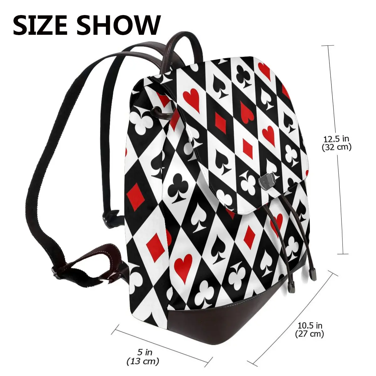 Playing Cards Suit Symbols Bookbag School Student Bags Hiking Travel Daypack for Women Fashion Derma Backpack