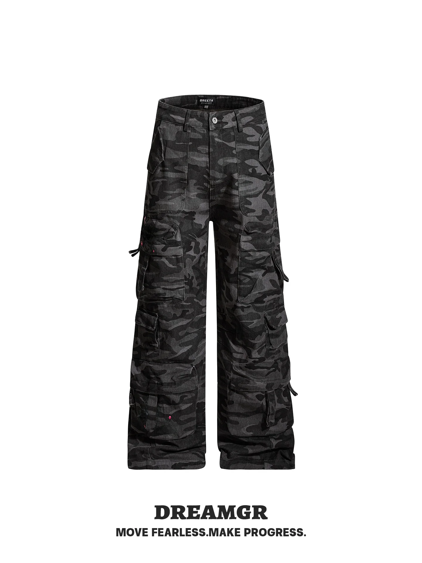 

Американские камуфляжные рабочие брюки в стиле High Street, свободные повседневные брюки прямого кроя, в стиле Multi ket Punk, функциональные, стильные