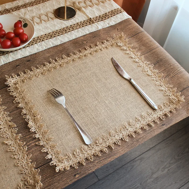 Nordic Jute Braided Placemat Cotton Linen Heat Resistant Dining Table Mat Insulated Pad Food Shooting Prop Household Table Decor