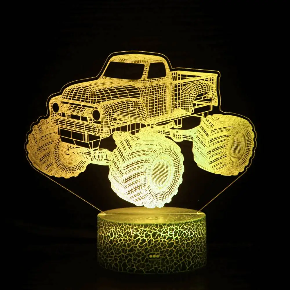 Nighdn Acrylic LED Night Lights for Kids Tractor 3D Illusion USB Table Lamp Room Decor Children's Birthday Gift 7 Color Changing