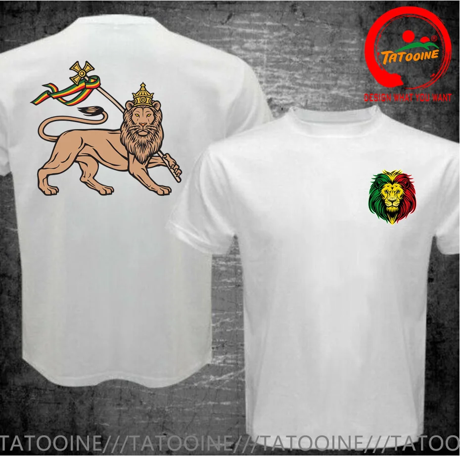 Punky Hip Hop Lion of Judah T Shirt Men Rastafarian Reggae Symbol T-Shirt Rasta Lion T Shirts Man Streetwear Harajuku Tee Shirts