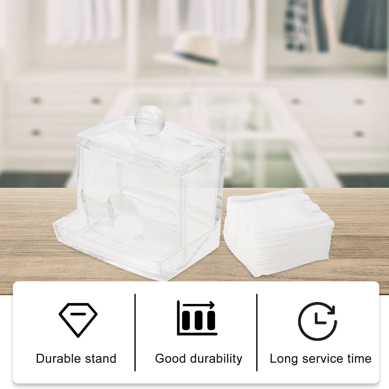 

2Pcs Cotton Pad Storage Box Durable Plastic Dustproof Containers Modern Design Compact Lightweight Makeup ganizer Holder
