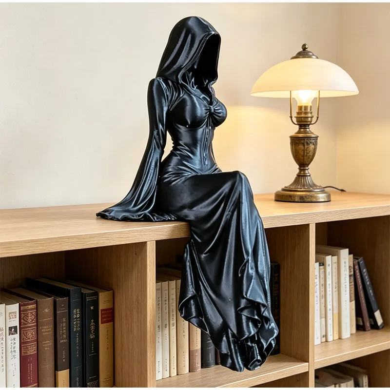 Lady Reaper Desktop Ornament 3D Printed Statue Mysterious Dark Gothic Style Female Sitting Posture Model Handicrafts Home Decor