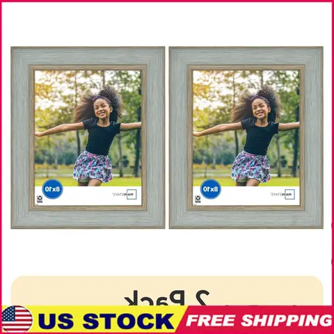 2 Pack 8x10 Decorative Tabletop Picture Frame Durable Plastic Glass Front Multi-Directional Easel Wall Hangers Home Gallery